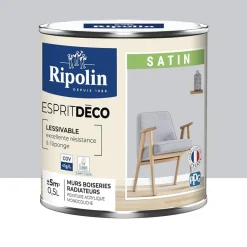 Peinture acrylique RIPOLIN Esprit Déco Satin Gris téléscope