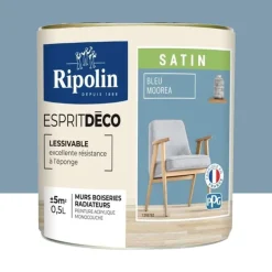 Peinture acrylique RIPOLIN Esprit Déco Satin Bleu Moorea