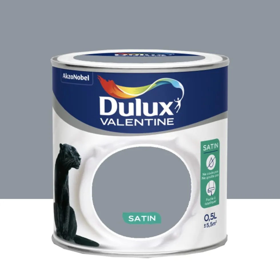 Peinture acrylique satin DULUX VALENTINE Crème de couleur Gris Building