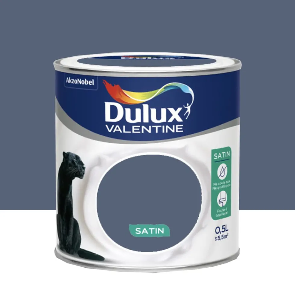 Peinture acrylique satin DULUX VALENTINE Crème de couleur Bleu ardoise