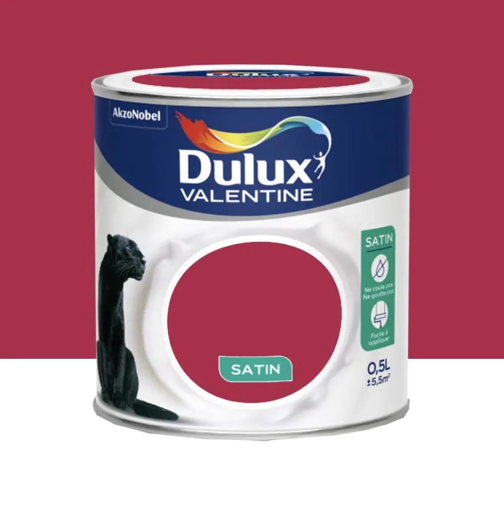 Peinture acrylique satin DULUX VALENTINE Crème de couleur Framboise