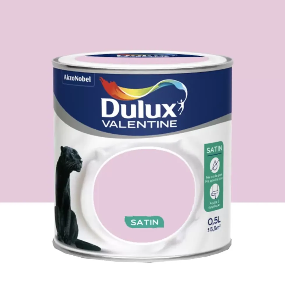 Peinture acrylique satin DULUX VALENTINE Crème de couleur Baby doll