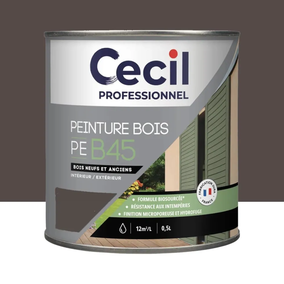 Peinture Bois Acrylique Cécil Professionnel PEB45 Brun Foncé