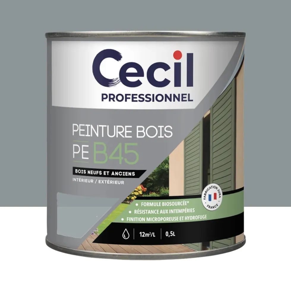 Peinture Bois Acrylique Cécil Professionnel PEB45 Gris Galet