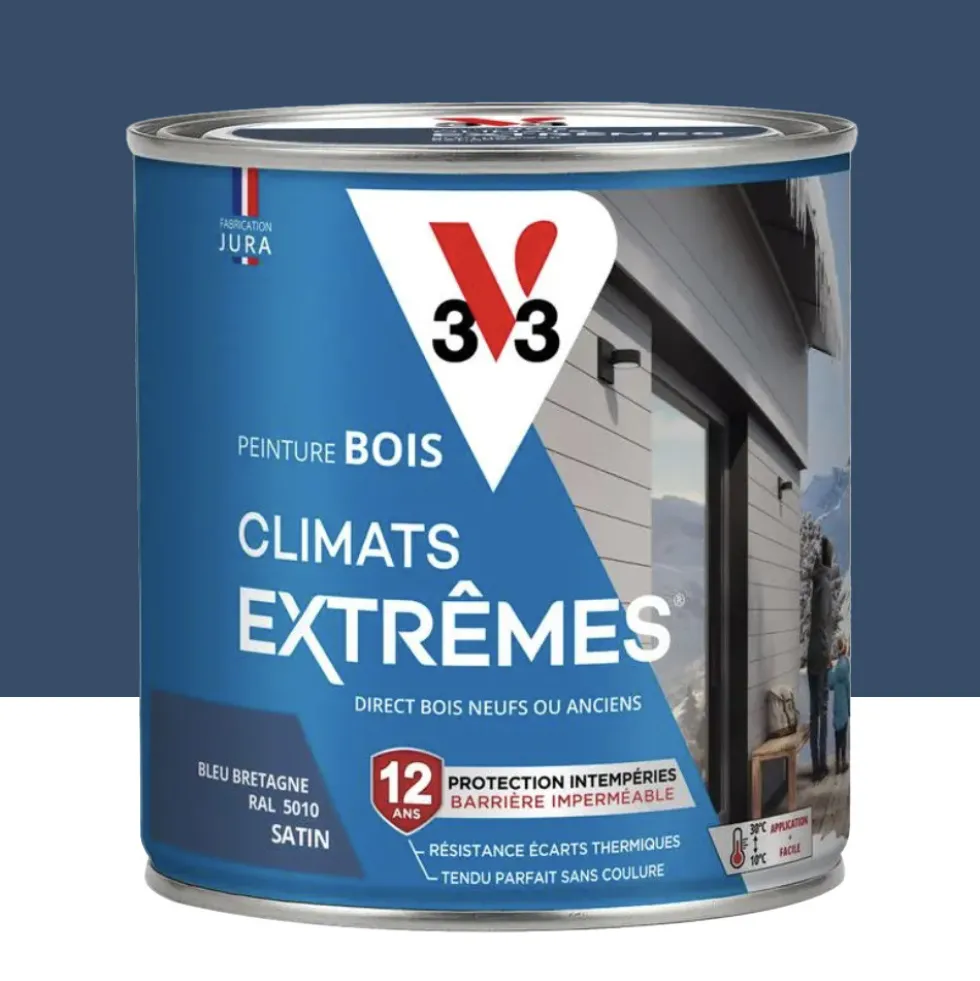 Peinture bois V33 Climats Extrêmes Satin Bleu de Bretagne