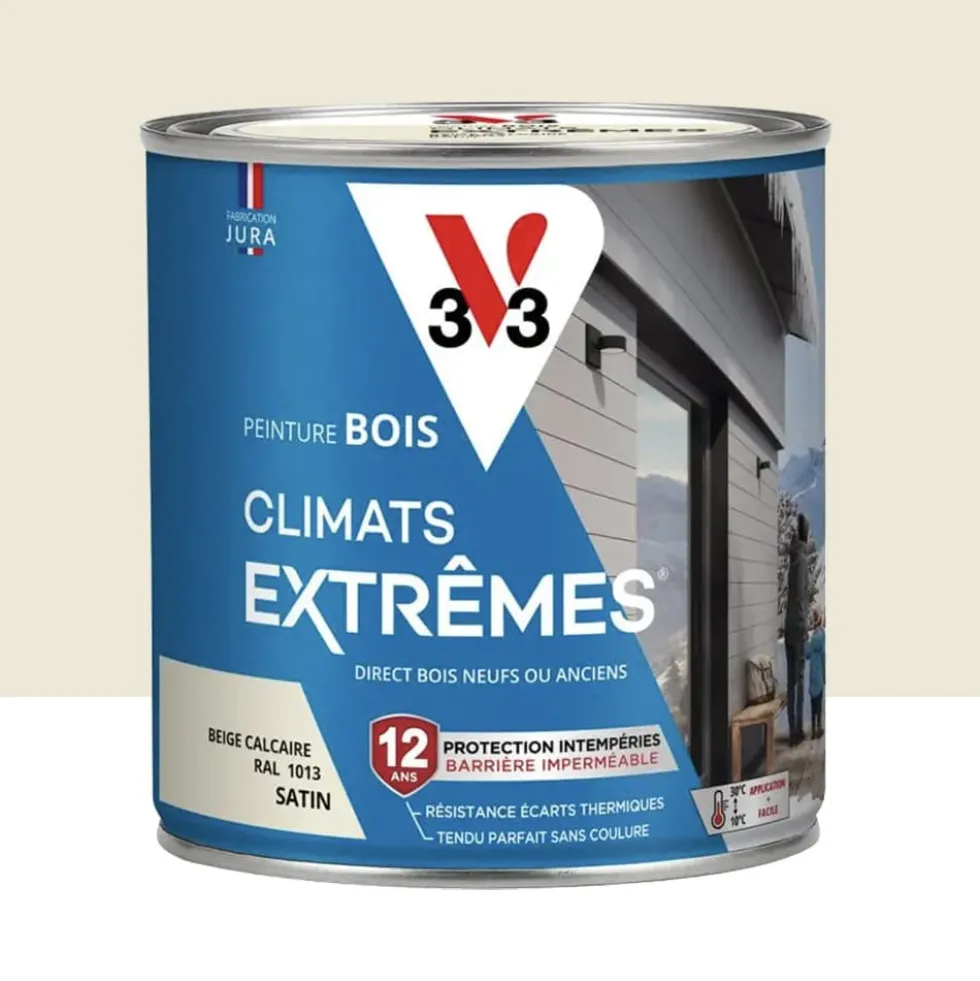 Peinture bois V33 Climats Extrêmes Satin Beige calcaire
