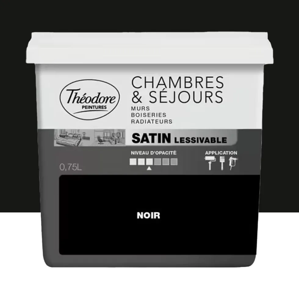 Peinture Chambres & Séjours Théodore Satin lessivable Noir