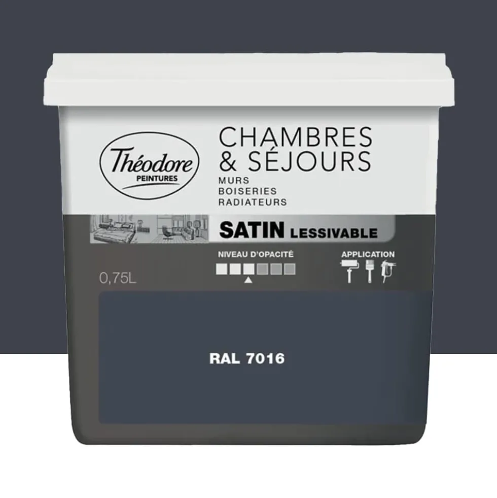 Peinture Chambres & Séjours Théodore Satin lessivable 7016