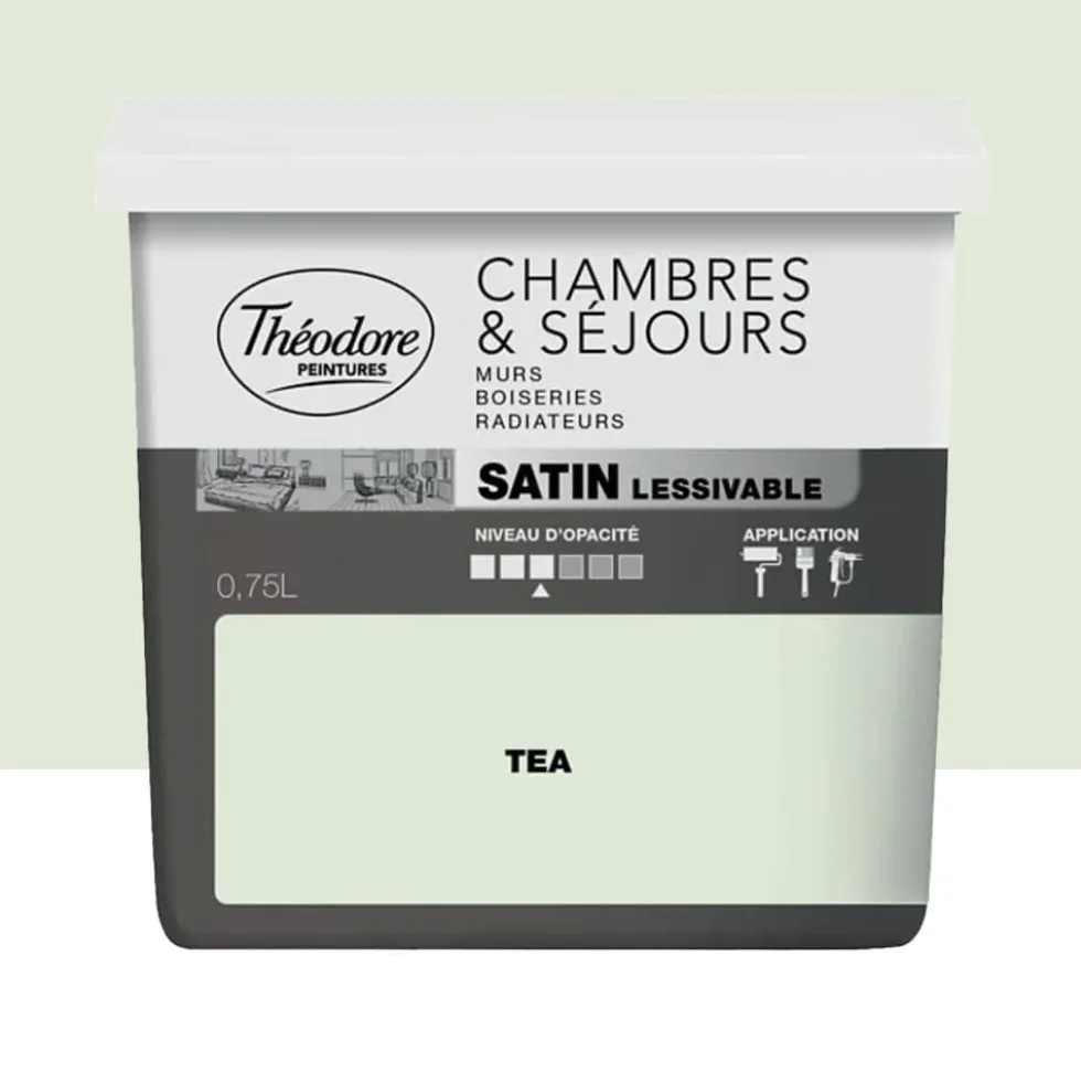Peinture Chambres & Séjours Théodore Satin lessivable Tea