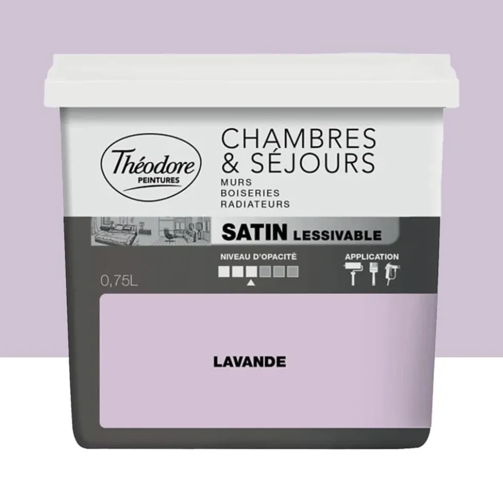 Peinture Chambres & Séjours Théodore Satin lessivable Lavande