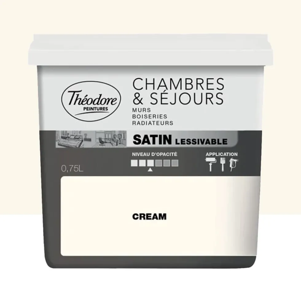Peinture Chambres & Séjours Théodore Satin lessivable Cream