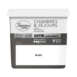 Peinture Chambres & Séjours Théodore Satin lessivable Blanc