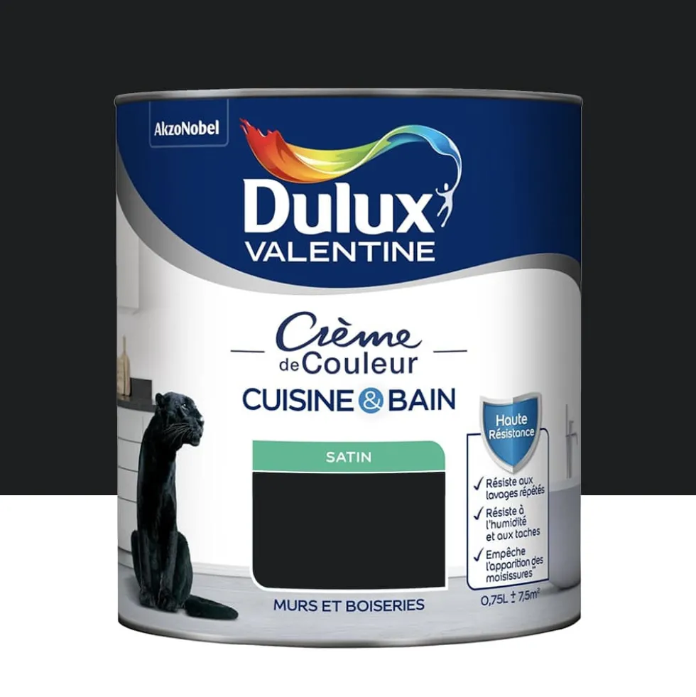 Peinture Cuisine & Bain DULUX VALENTINE Crème de Couleur Noir