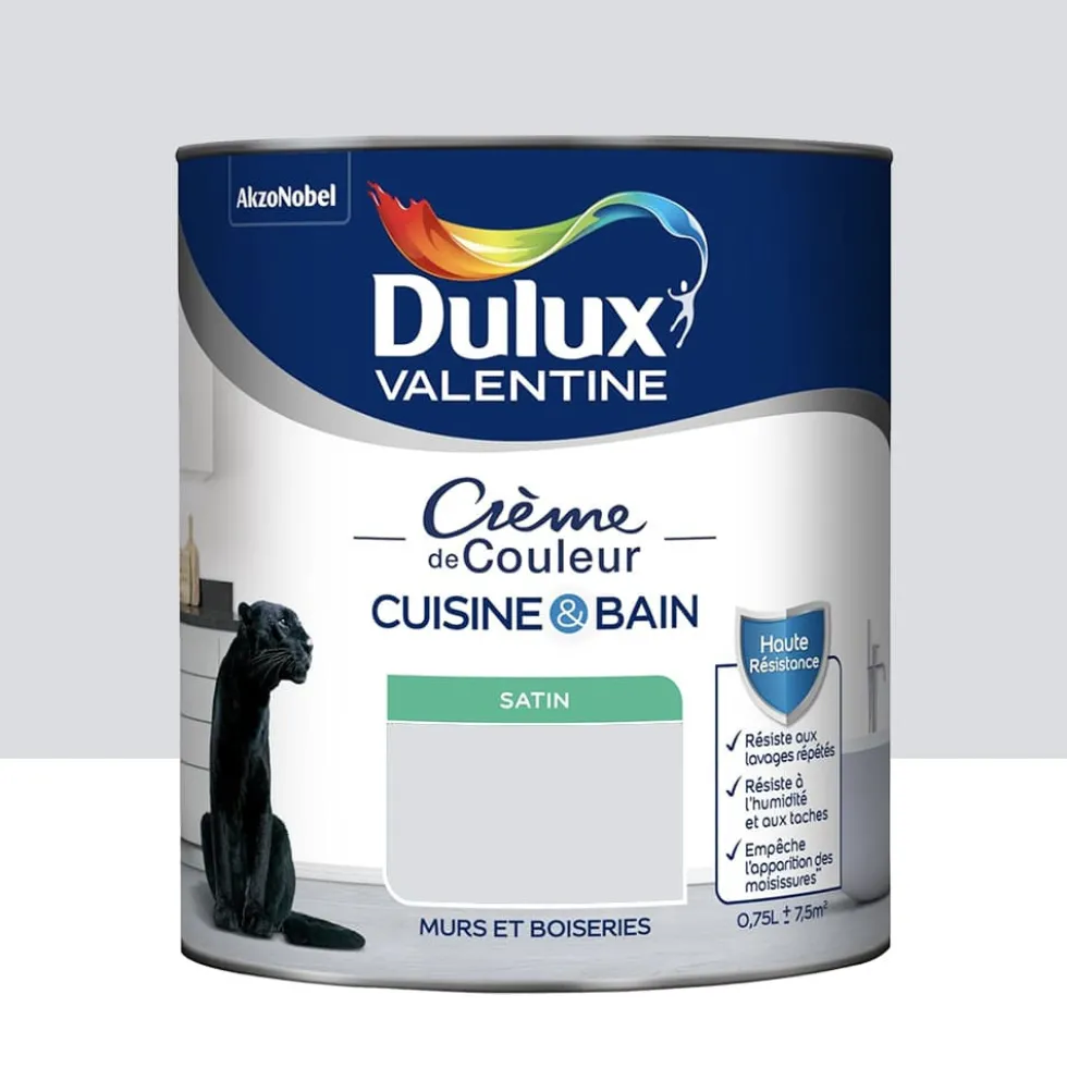 Peinture Cuisine & Bain DULUX VALENTINE Crème de Couleur Gris tendance
