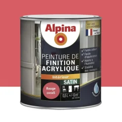 Peinture de finition boiseries intérieures acrylique Alpina Satin Rouge Corail