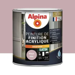 Peinture de finition boiseries intérieures acrylique Alpina Satin Vieux rose