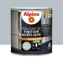 Peinture de finition boiseries intérieures acrylique Alpina Satin Bleu polaire