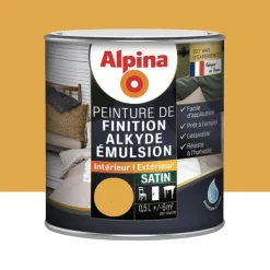 Peinture de finition pour boiseries intérieur-extérieur ALPINA Alkyde Emulsion Satin Miel