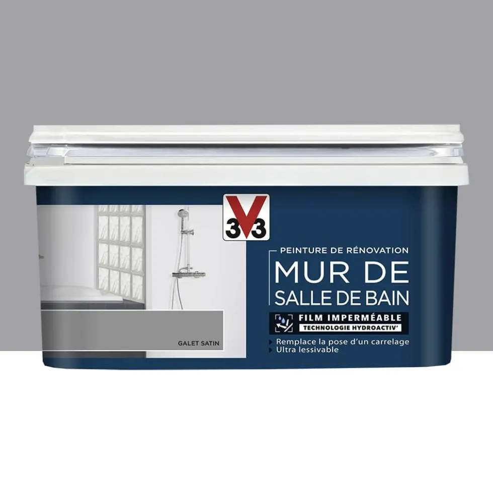 Peinture de rénovation V33 Mur de Salle de Bain Galet