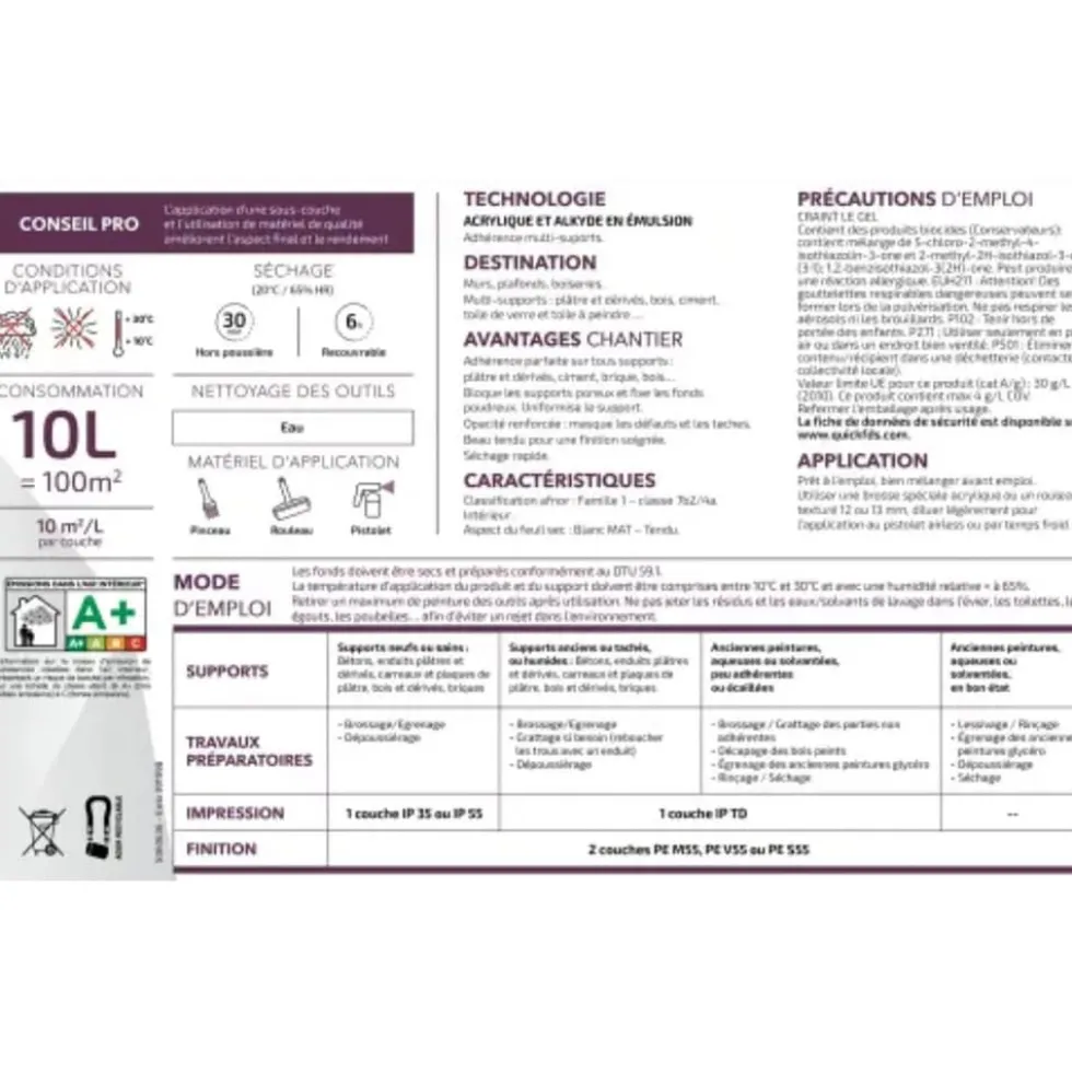 Peinture d'impression CÉCIL IP 55 Blanc