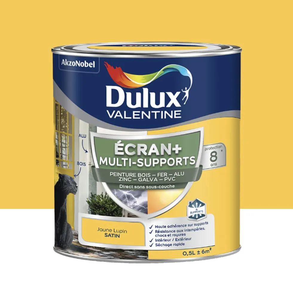Peinture DULUX VALENTINE Ecran+ Multi-supports Jaune lupin