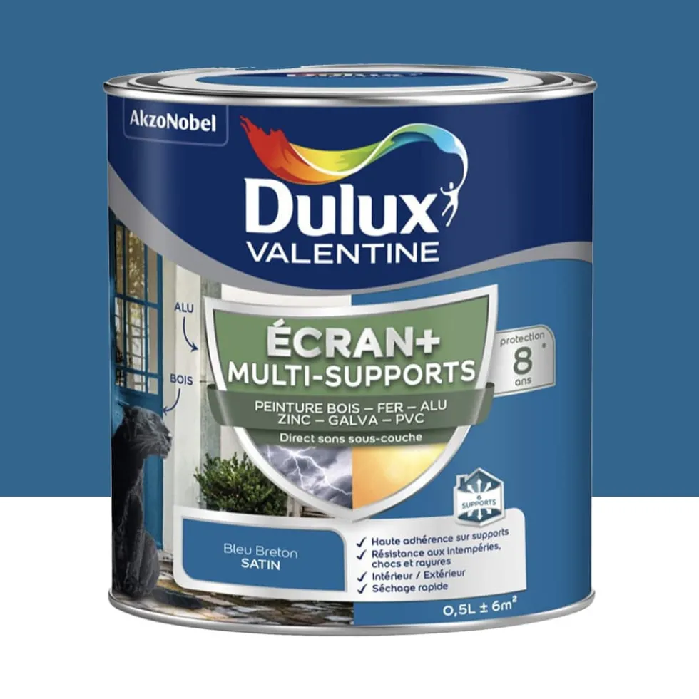 Peinture DULUX VALENTINE Ecran+ Multi-supports Bleu breton