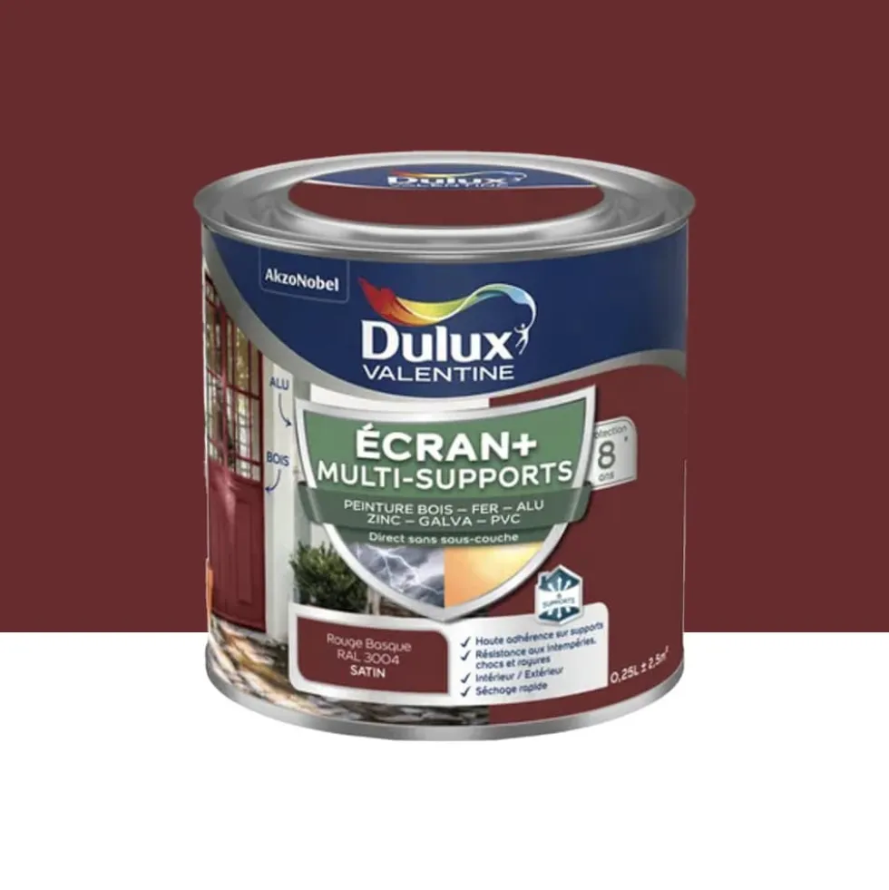 Peinture DULUX VALENTINE Ecran+ Multi-supports Rouge Basque