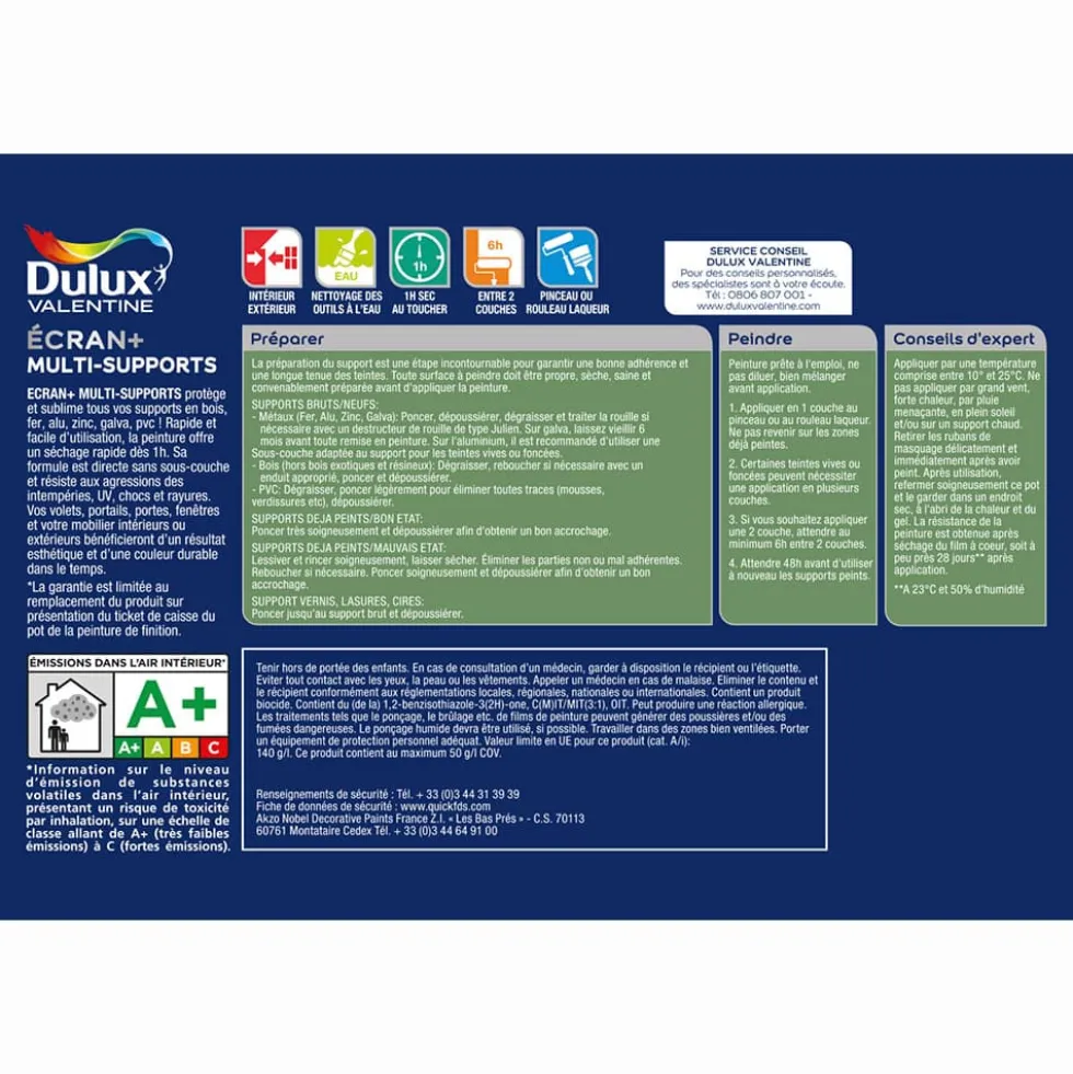 Peinture DULUX VALENTINE Ecran+ Multi-supports Brun Normandie