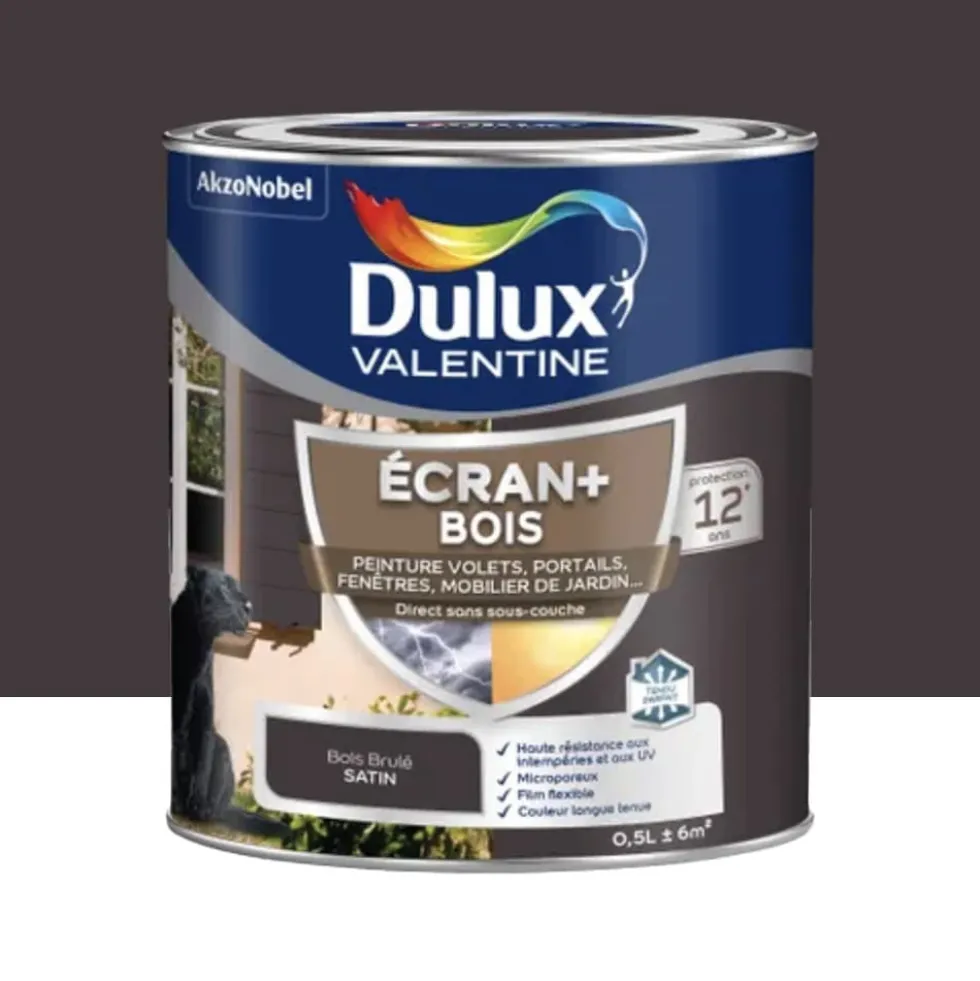 Peinture DULUX VALENTINE Ecran+ Bois Bois brulé