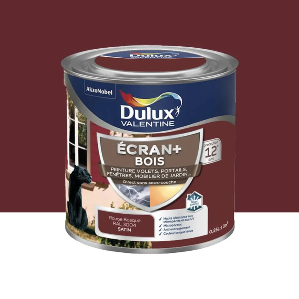 Peinture DULUX VALENTINE Ecran+ Bois Rouge Basque