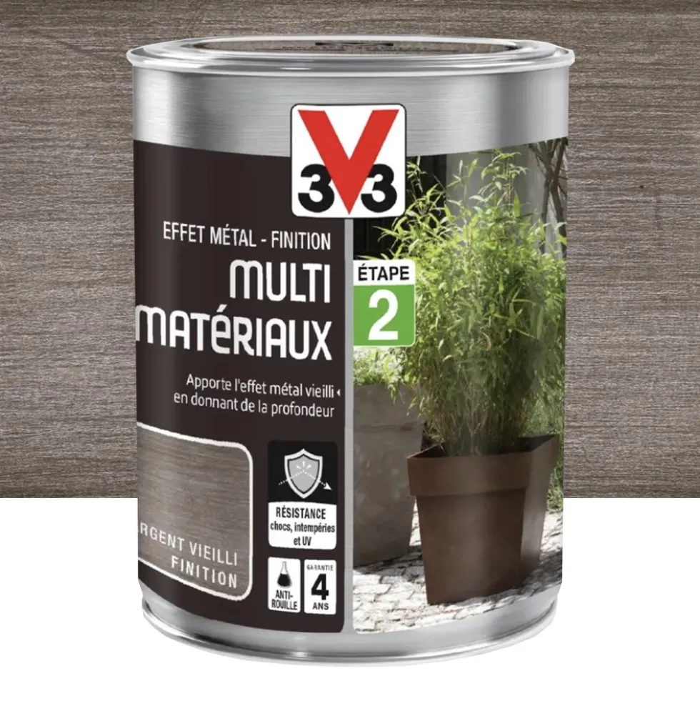 Peinture Extérieure Effet Métal Finition V33 Argent vieilli
