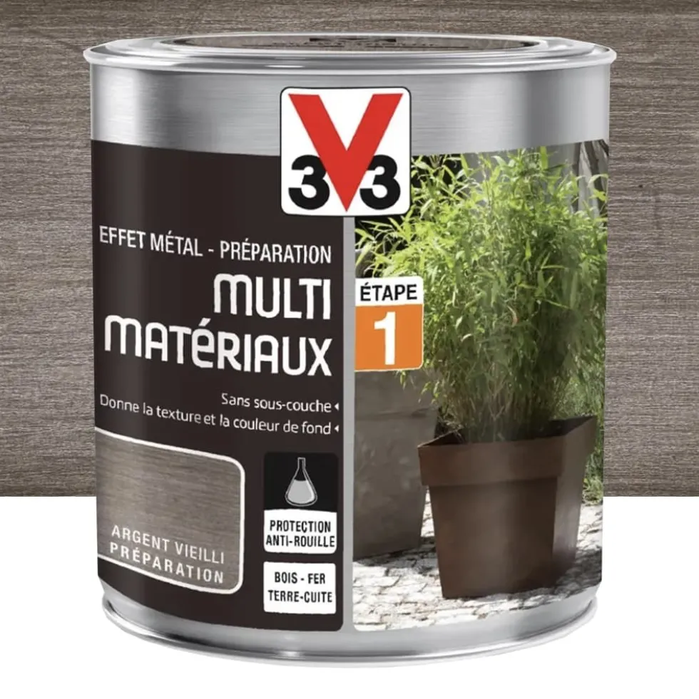 Peinture Extérieure Effet Métal Préparation V33 Argent vieilli