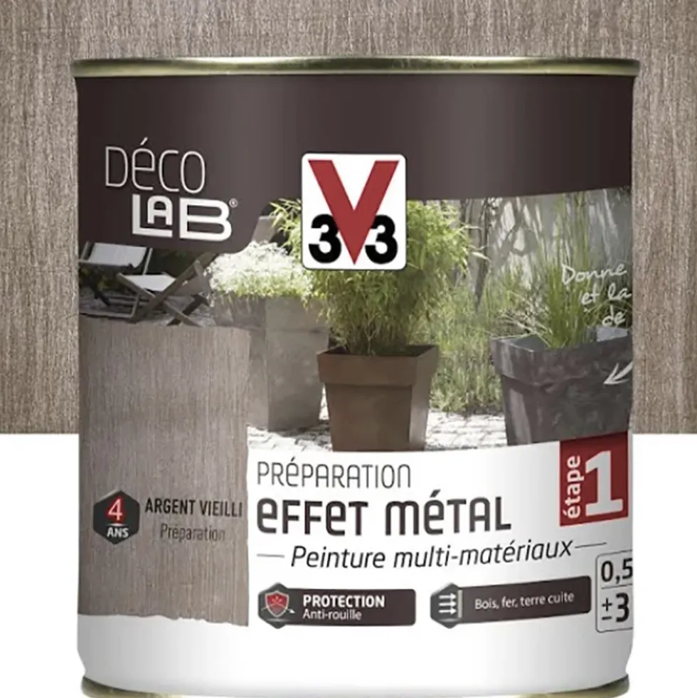 Peinture Extérieure Effet Métal Préparation V33 Argent vieilli