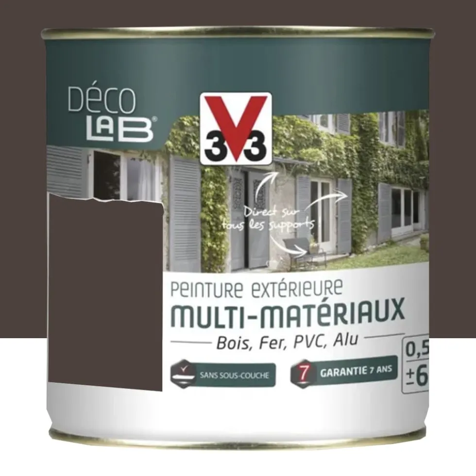 Peinture Extérieure Multi-Matériaux V33 Déco LAB Brun havane Satin