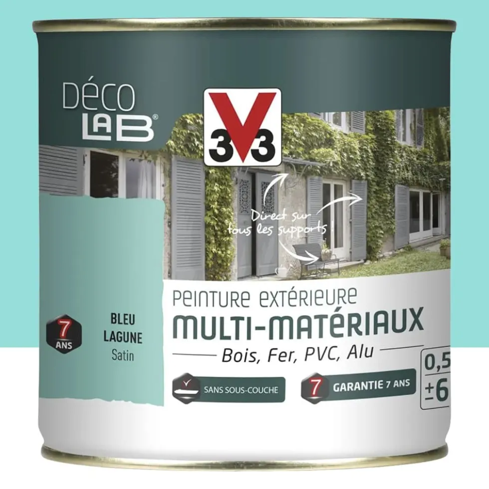 Peinture Extérieure Multi-Matériaux V33 Déco LAB Bleu lagune Satin
