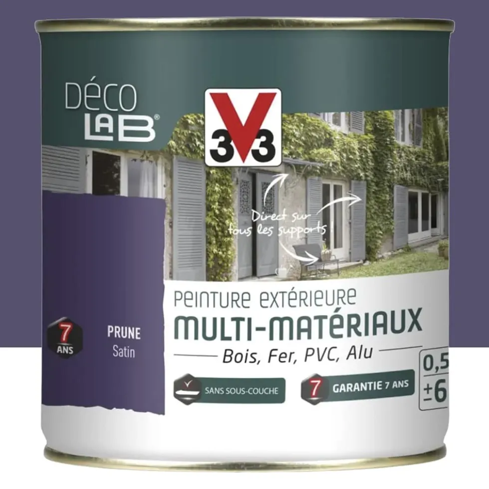 Peinture Extérieure Multi-Matériaux V33 Déco LAB Prune Satin