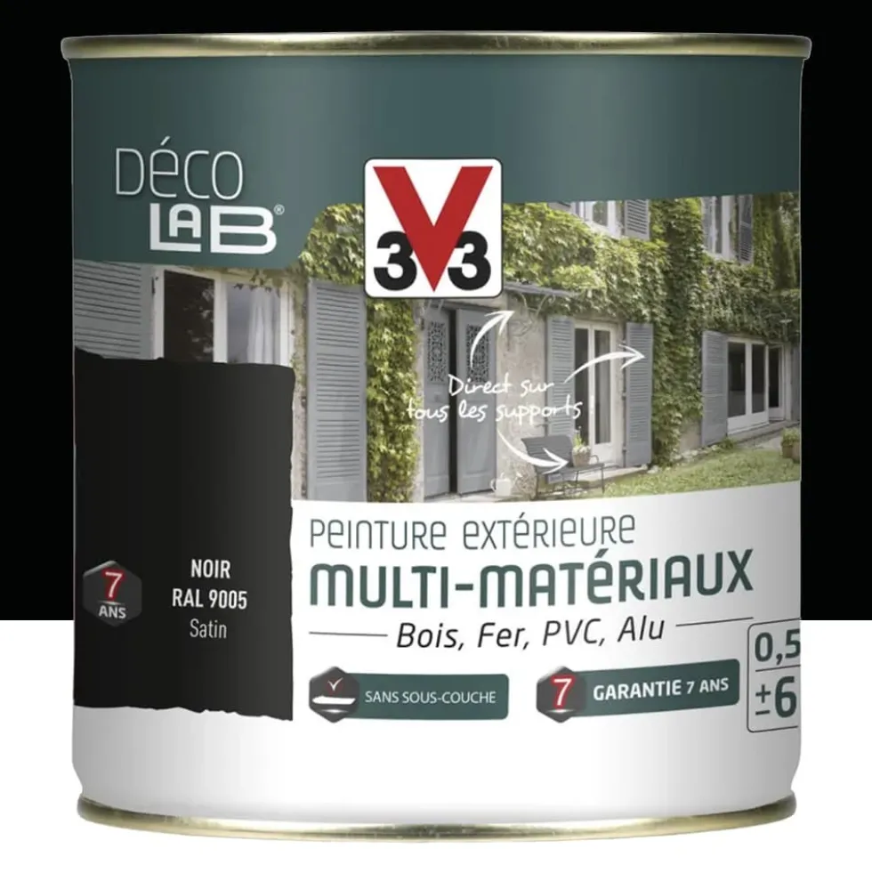 Peinture Extérieure Multi-Matériaux V33 Déco LAB Noir Satin