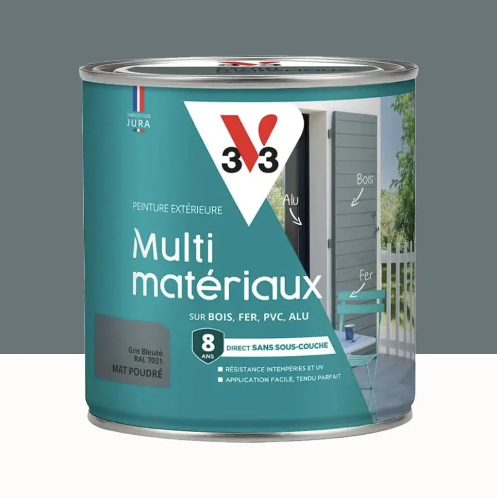 Peinture extérieure V33 Multi-matériaux Mat poudré Gris bleuté