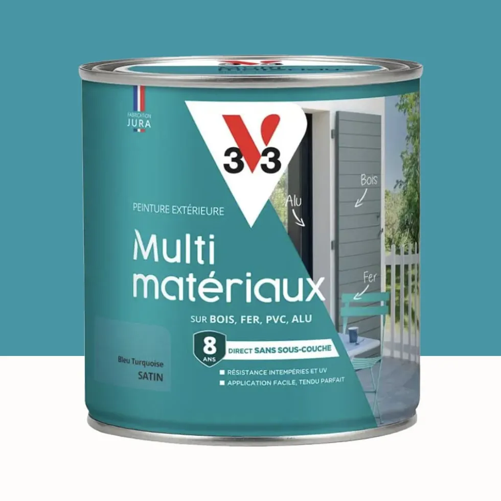 Peinture extérieure V33 Multi-matériaux Satin Bleu turquoise