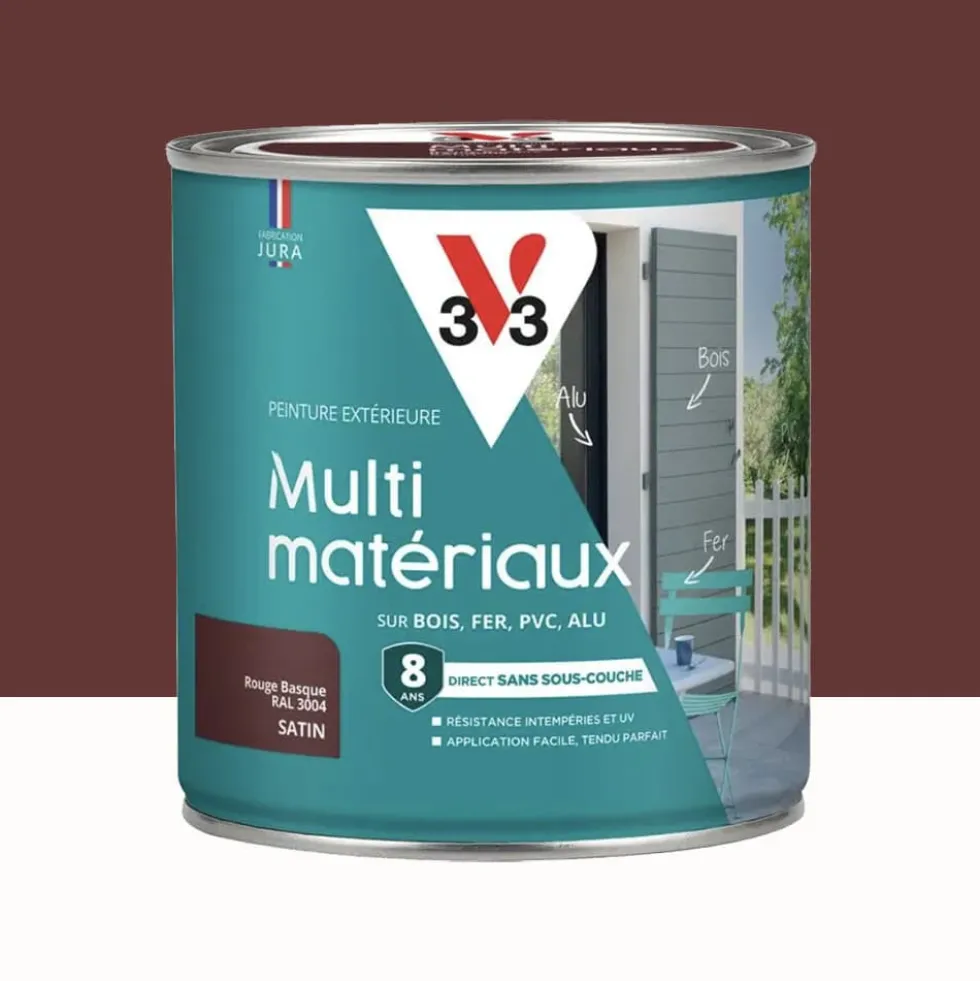 Peinture extérieure V33 Multi-matériaux Satin Rouge Basque