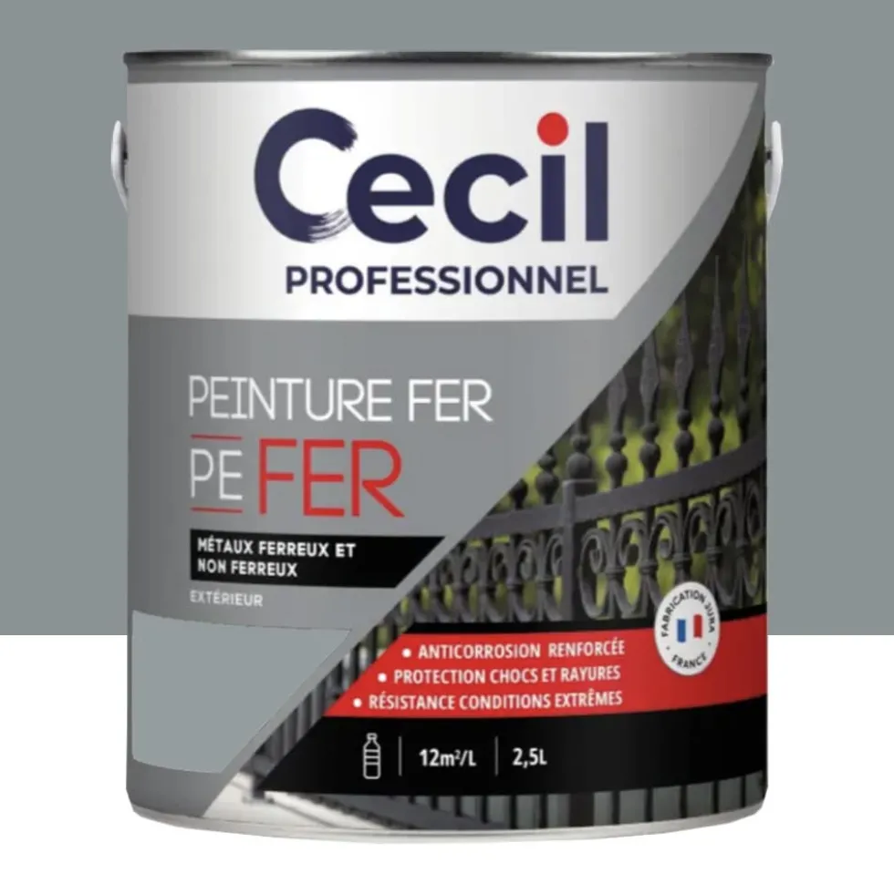 Peinture Fer Glycéro Cécil Professionnel PE FER Gris Galet Brillant