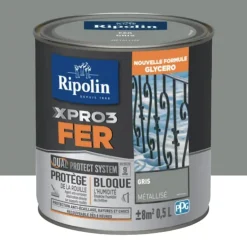 Peinture fer glycéro Ripolin XPRO3 Fer Gris Metallisé