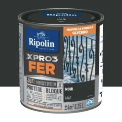 Peinture fer glycéro Ripolin XPRO3 Fer Mat Noir