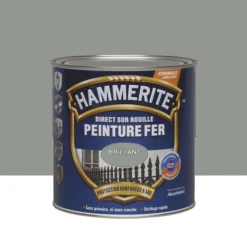 Peinture Fer Hammerite Direct sur Rouille Brillant Gris nuage
