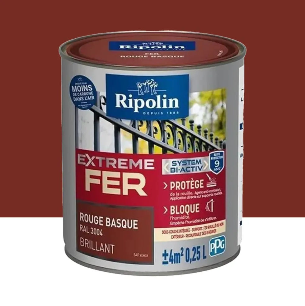 Peinture Fer RIPOLIN Extreme Fer Bi-Activ Rouge Basque