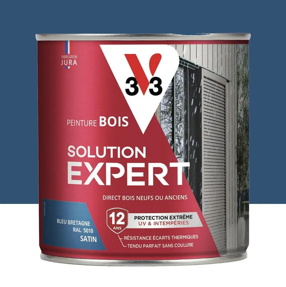 Peinture Glycéro Bois 12ans V33 Solution Expert Bleu Bretagne