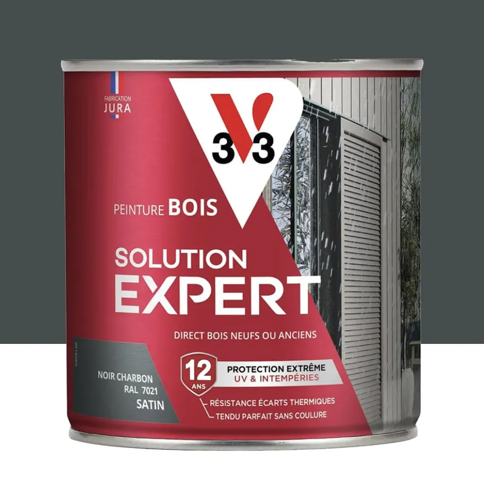 Peinture Glycéro Bois 12ans V33 Solution Expert Noir charbon