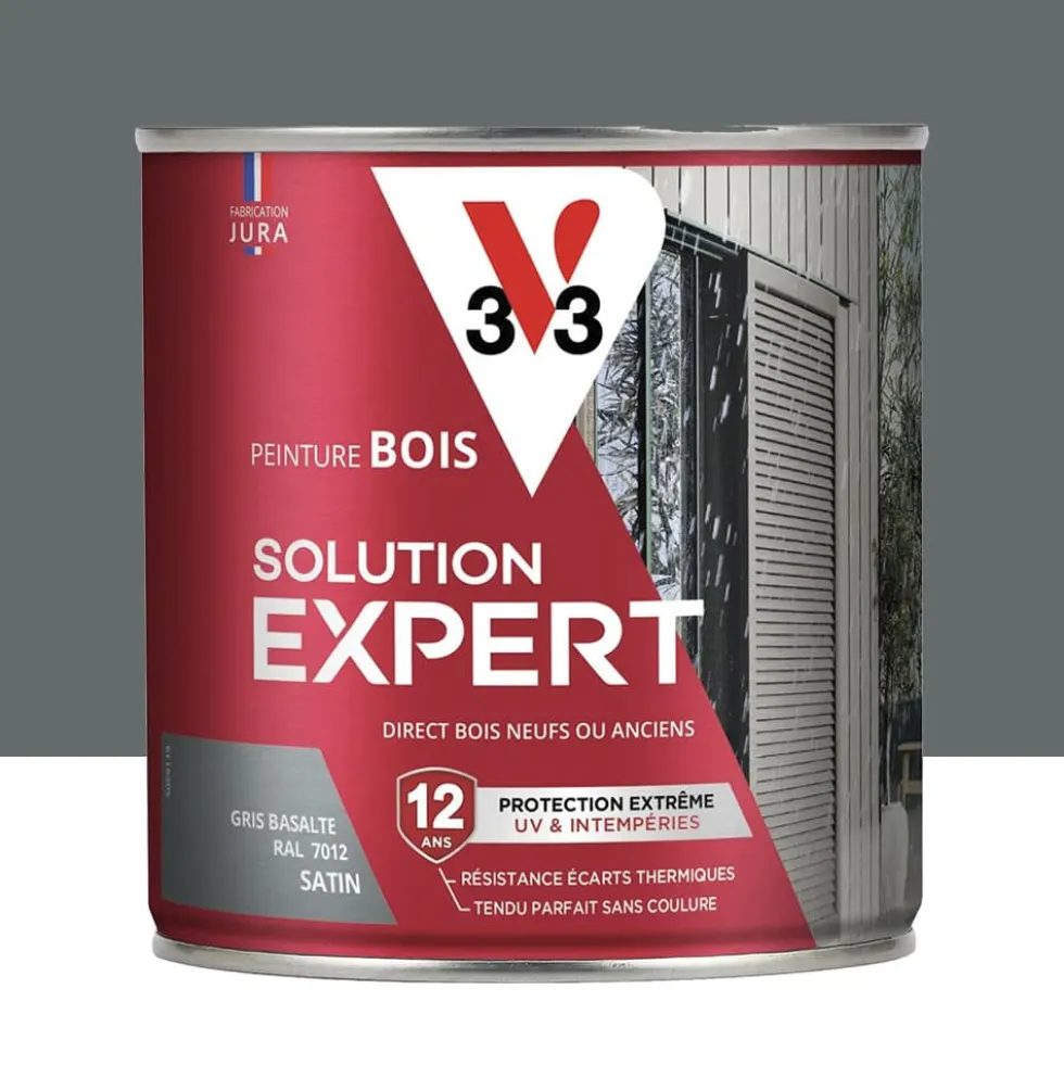 Peinture Glycéro Bois 12ans V33 Solution Expert Gris basalte