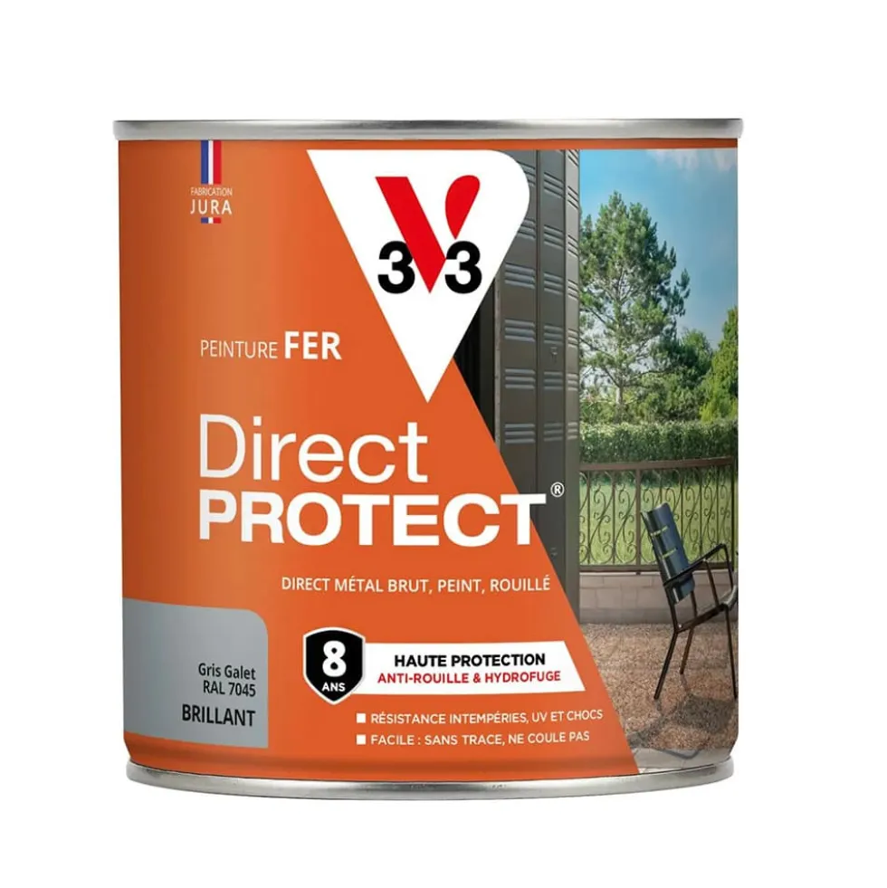 Peinture Glycéro Fer 8ans V33 Direct Protect Haute Protection Gris galet