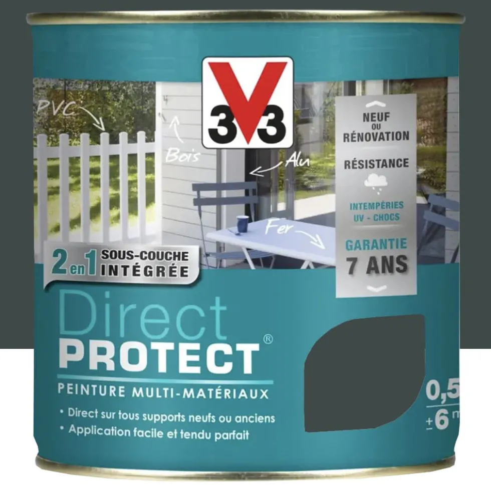 Peinture Glycéro Multi-matériaux V33 Direct Protect Anthracite Mat poudré